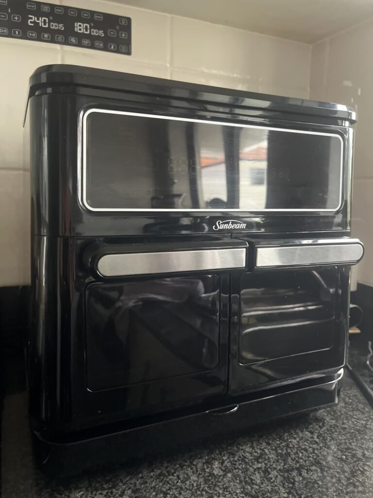 our own purchase testing view of sunbeam multi zone air fryer oven afp6000bk dual air fryer australia our unboxing package arrival home office for several weeks to months